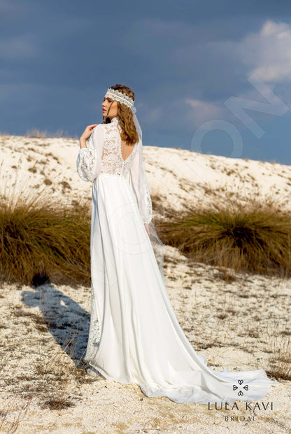 Torvi Open back A-line Long sleeve Wedding Dress Back