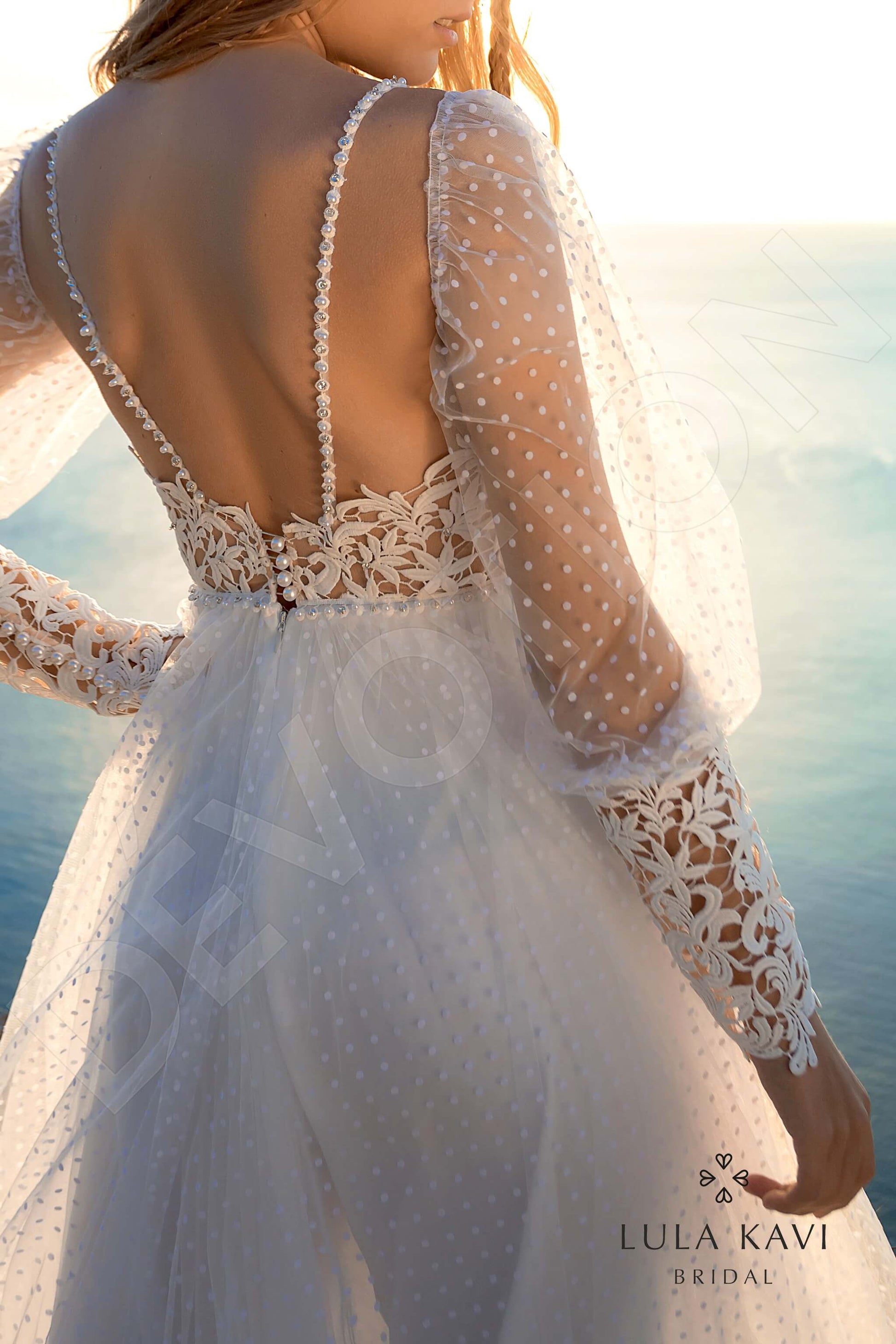 Tafari A-line Deep V-neck Milk Wedding dress