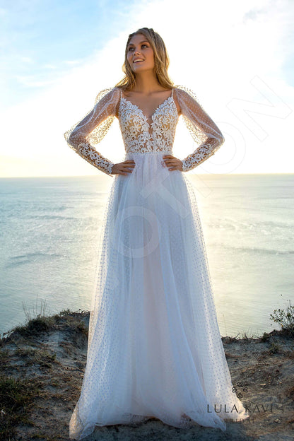 Tafari Open back A-line Detachable sleeves Wedding Dress Front