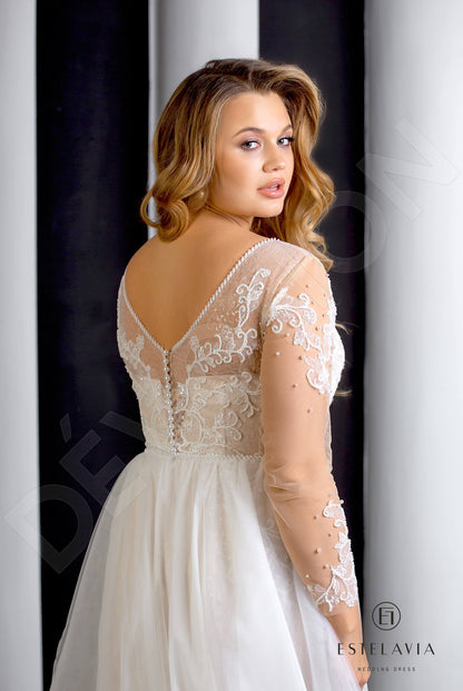 Aprilly Open back A-line Long sleeve Wedding Dress 3