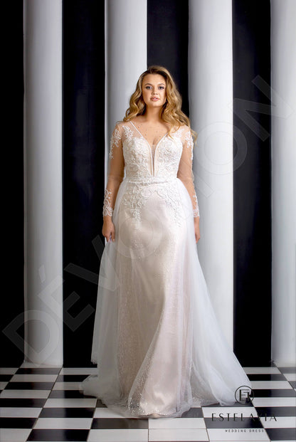 Aprilly Open back A-line Long sleeve Wedding Dress 7