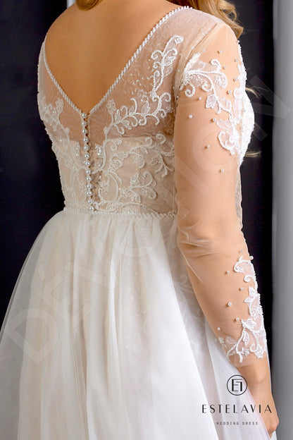 Aprilly Open back A-line Long sleeve Wedding Dress 8