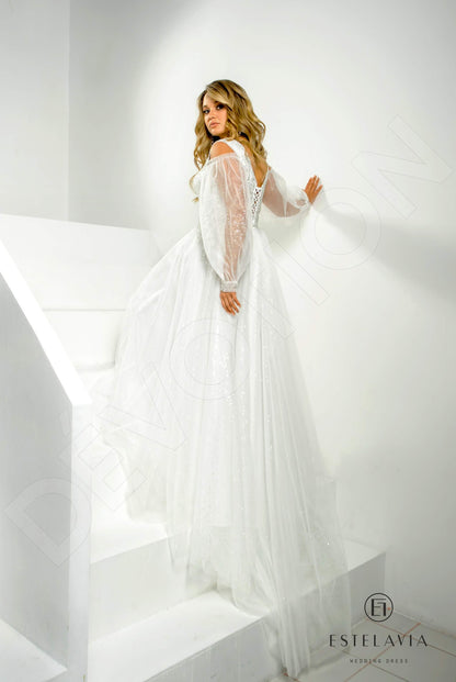 Lumina Open back A-line Long sleeve Wedding Dress 7