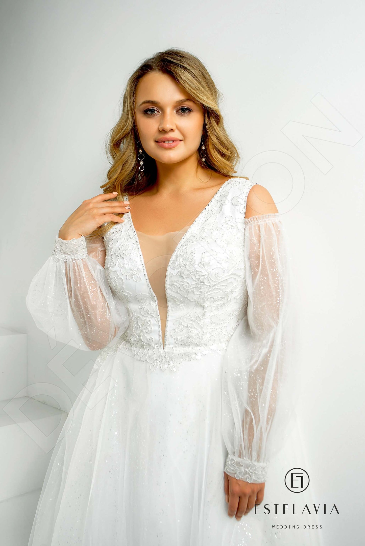 Lumina Open back A-line Long sleeve Wedding Dress 2