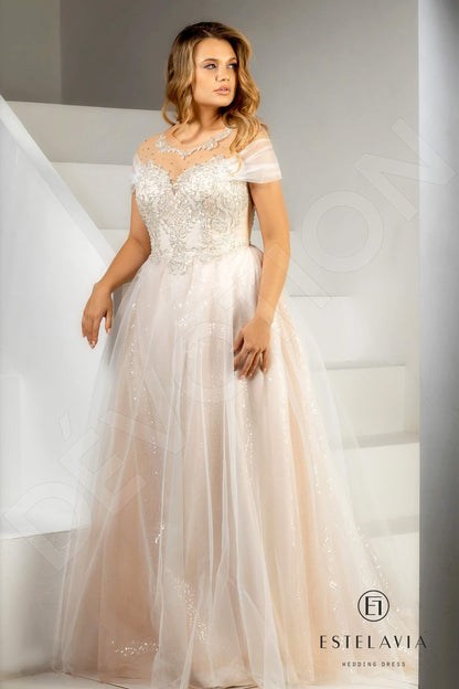 Malika Full back A-line Short/ Cap sleeve Wedding Dress 4