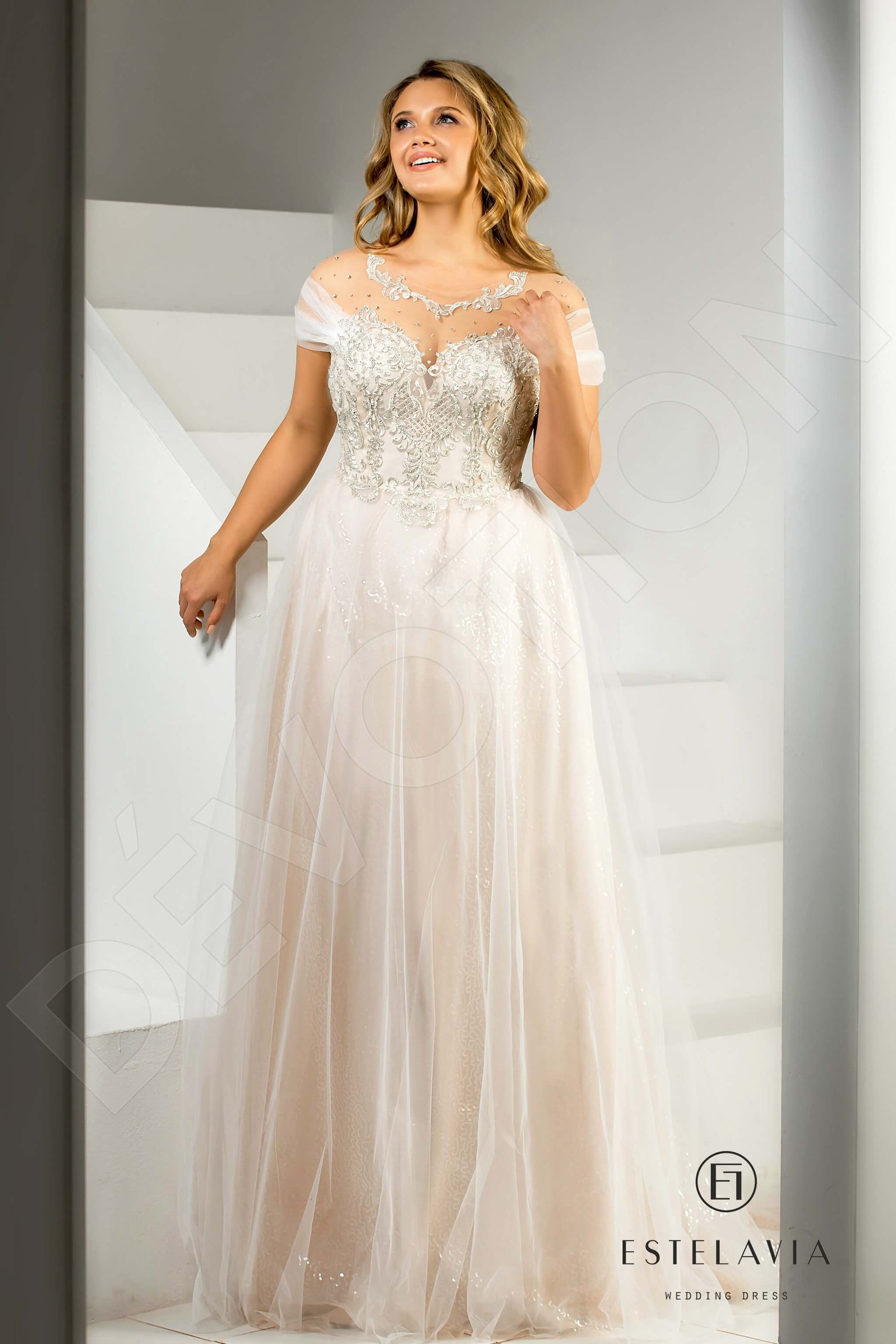 Malika A-line Jewel Cappuccino Wedding dress