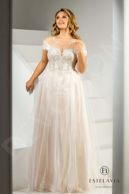 Malika Full back A-line Short/ Cap sleeve Wedding Dress Front
