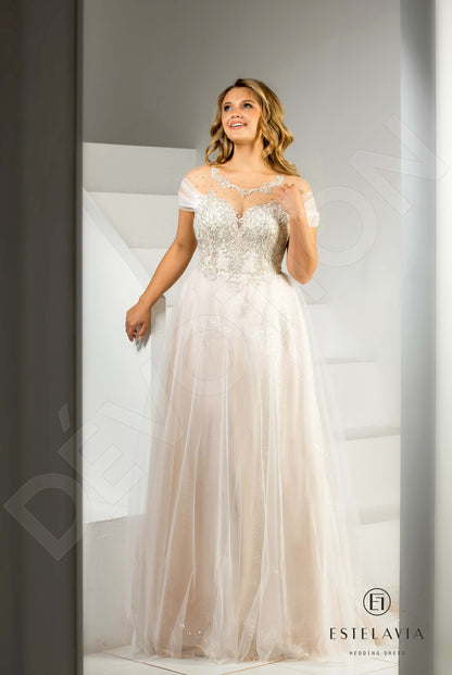 Malika Full back A-line Short/ Cap sleeve Wedding Dress 5