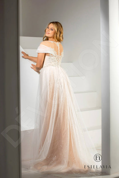 Malika Full back A-line Short/ Cap sleeve Wedding Dress Back