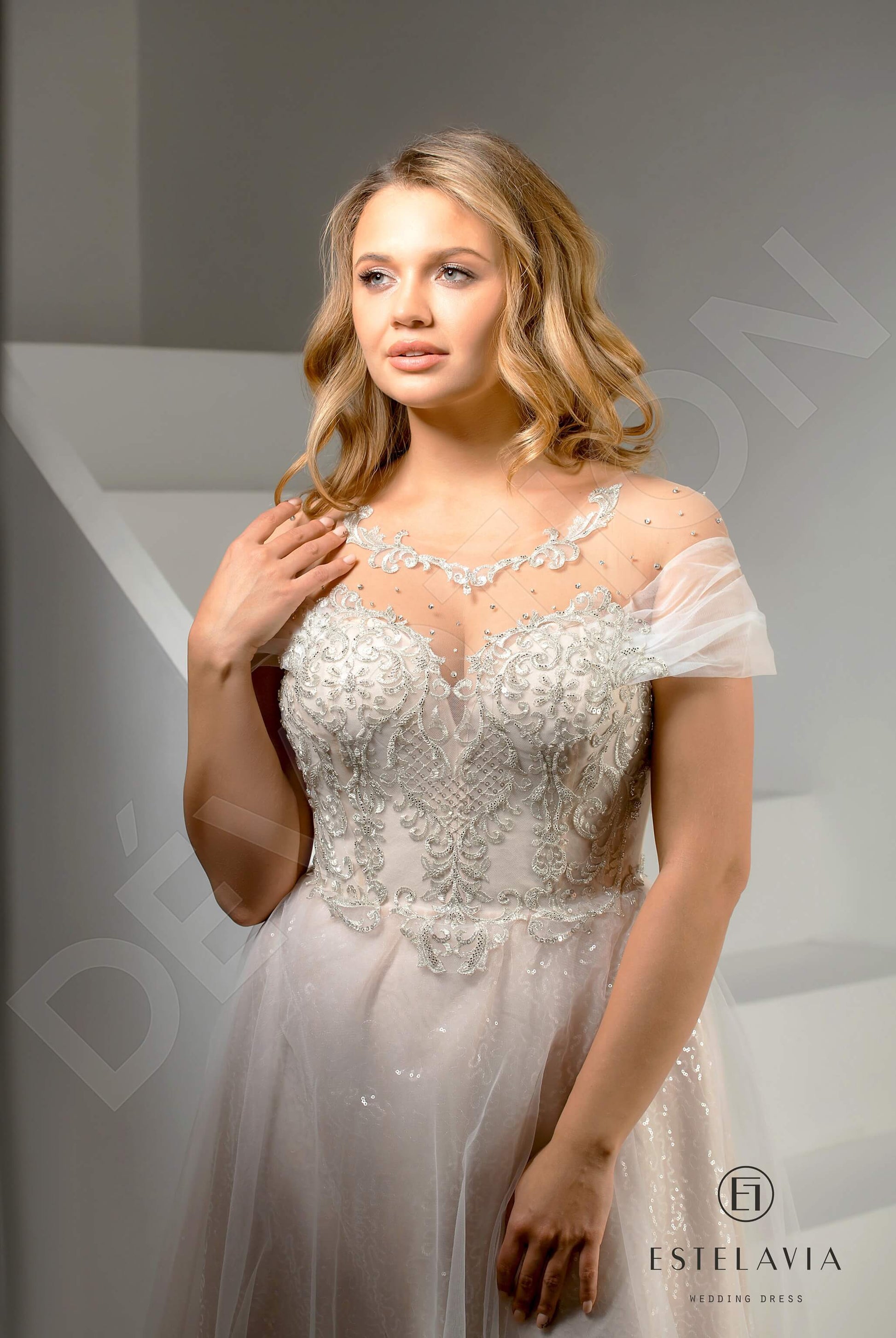 Malika A-line Jewel Cappuccino Wedding dress