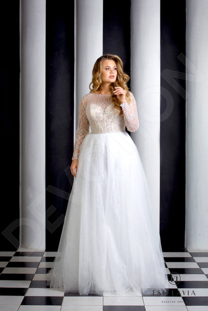 Malvi Open back A-line Long sleeve Wedding Dress 4
