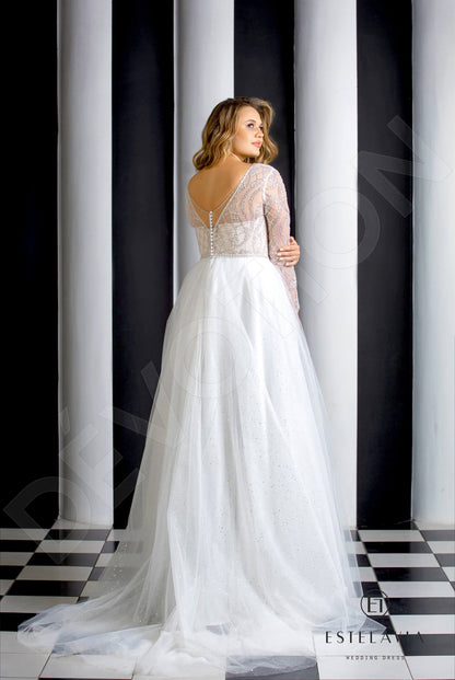 Malvi Open back A-line Long sleeve Wedding Dress Back