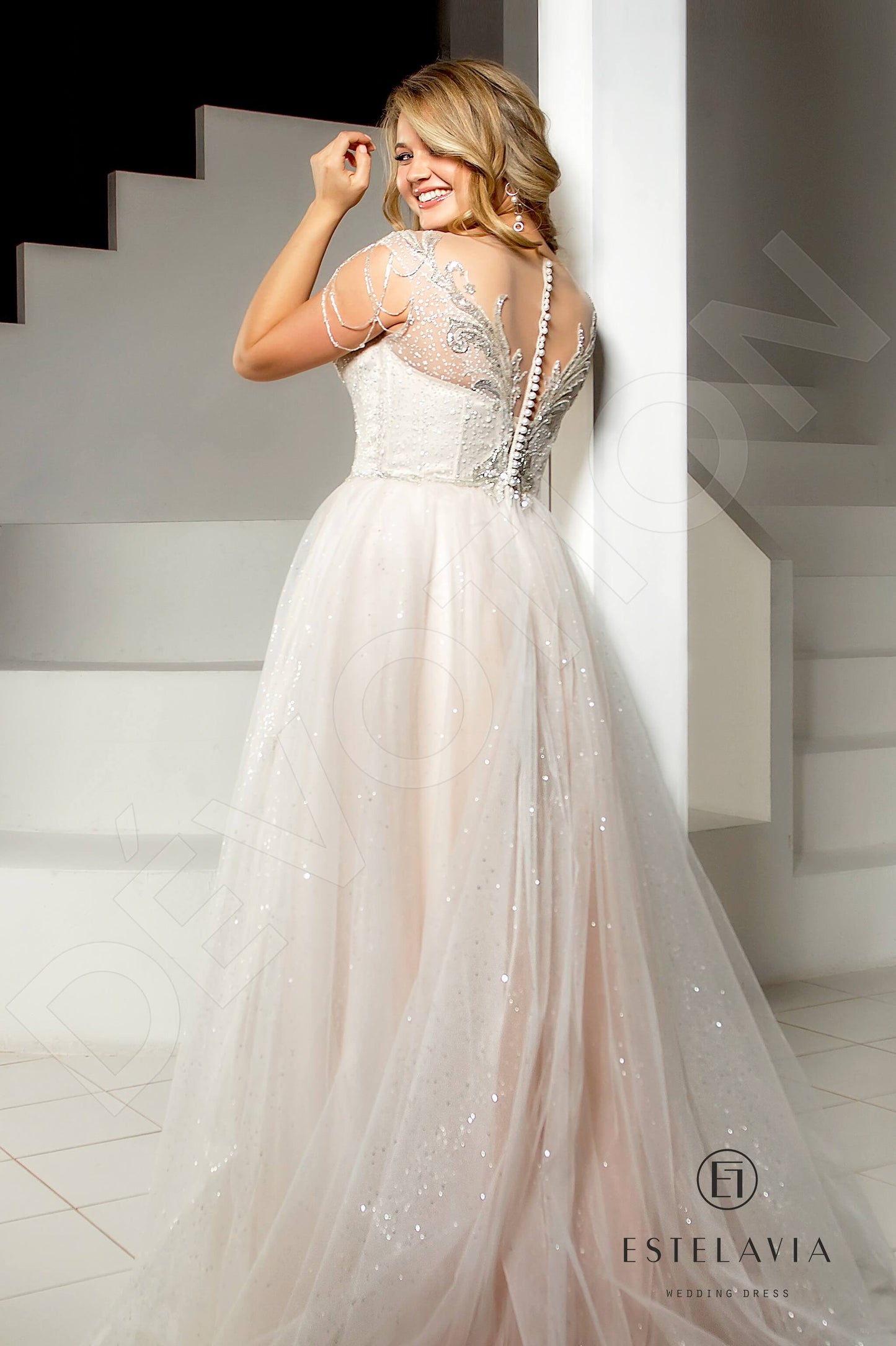Vira Illusion back A-line Sleeveless Wedding Dress 7