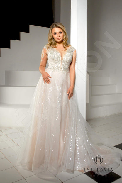 Vira Illusion back A-line Sleeveless Wedding Dress 8