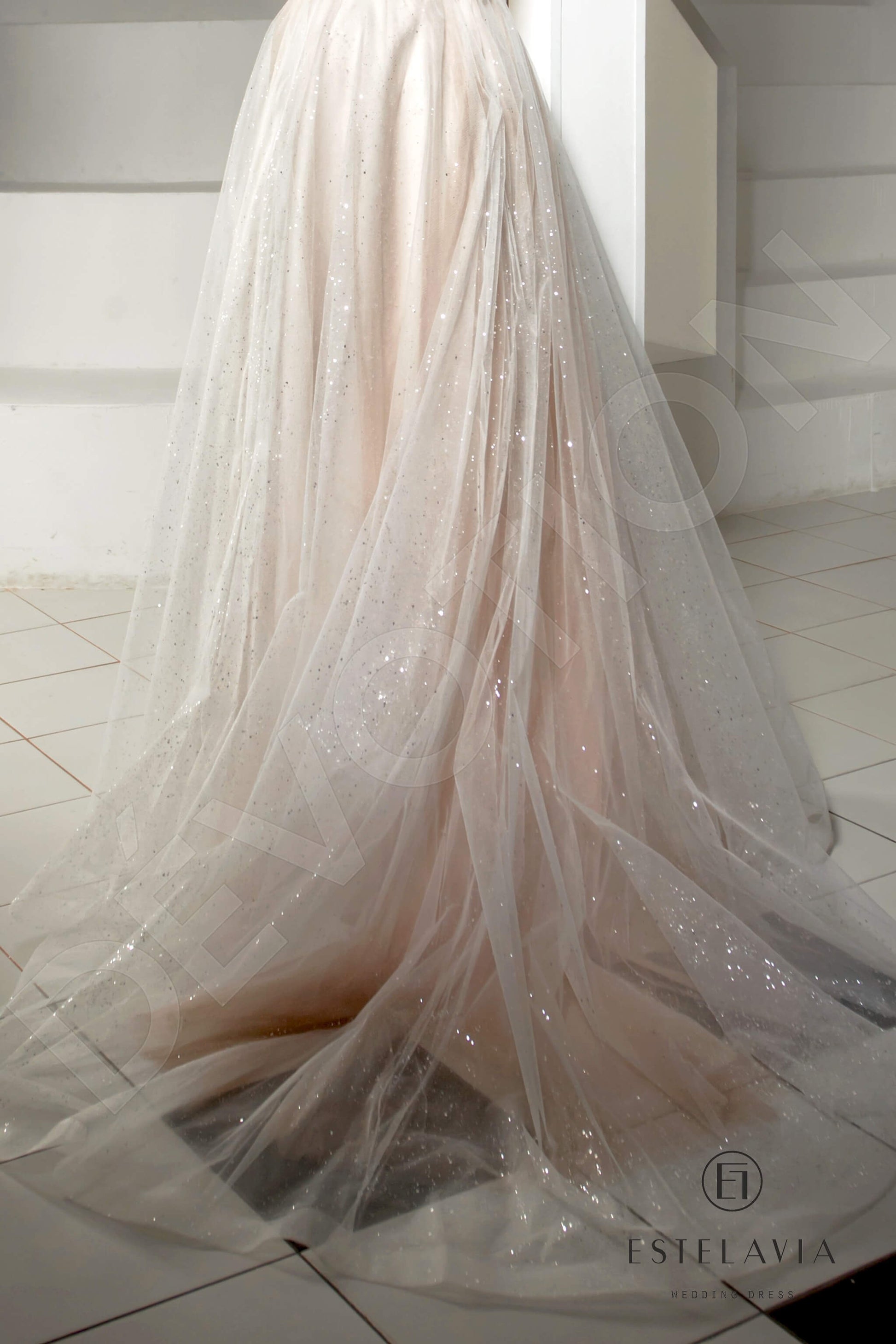 Vira A-line Illusion Cappuccino Wedding dress