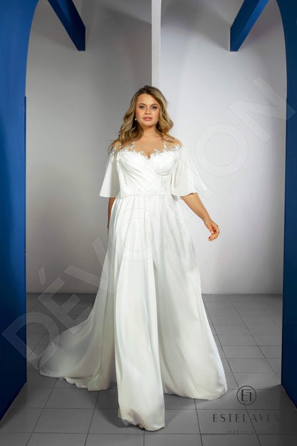 Yunna Open back A-line Half sleeve Wedding Dress 7
