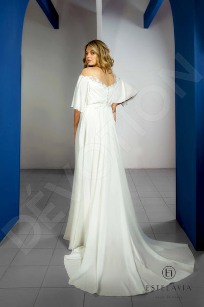 Yunna Open back A-line Half sleeve Wedding Dress Back