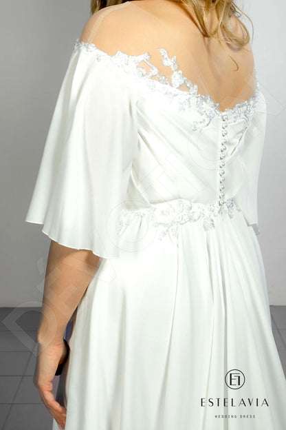 Yunna Open back A-line Half sleeve Wedding Dress 5
