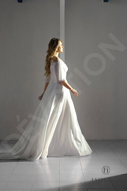 Yunna Open back A-line Half sleeve Wedding Dress 4
