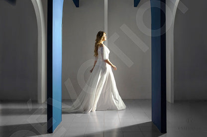 Yunna Open back A-line Half sleeve Wedding Dress 9