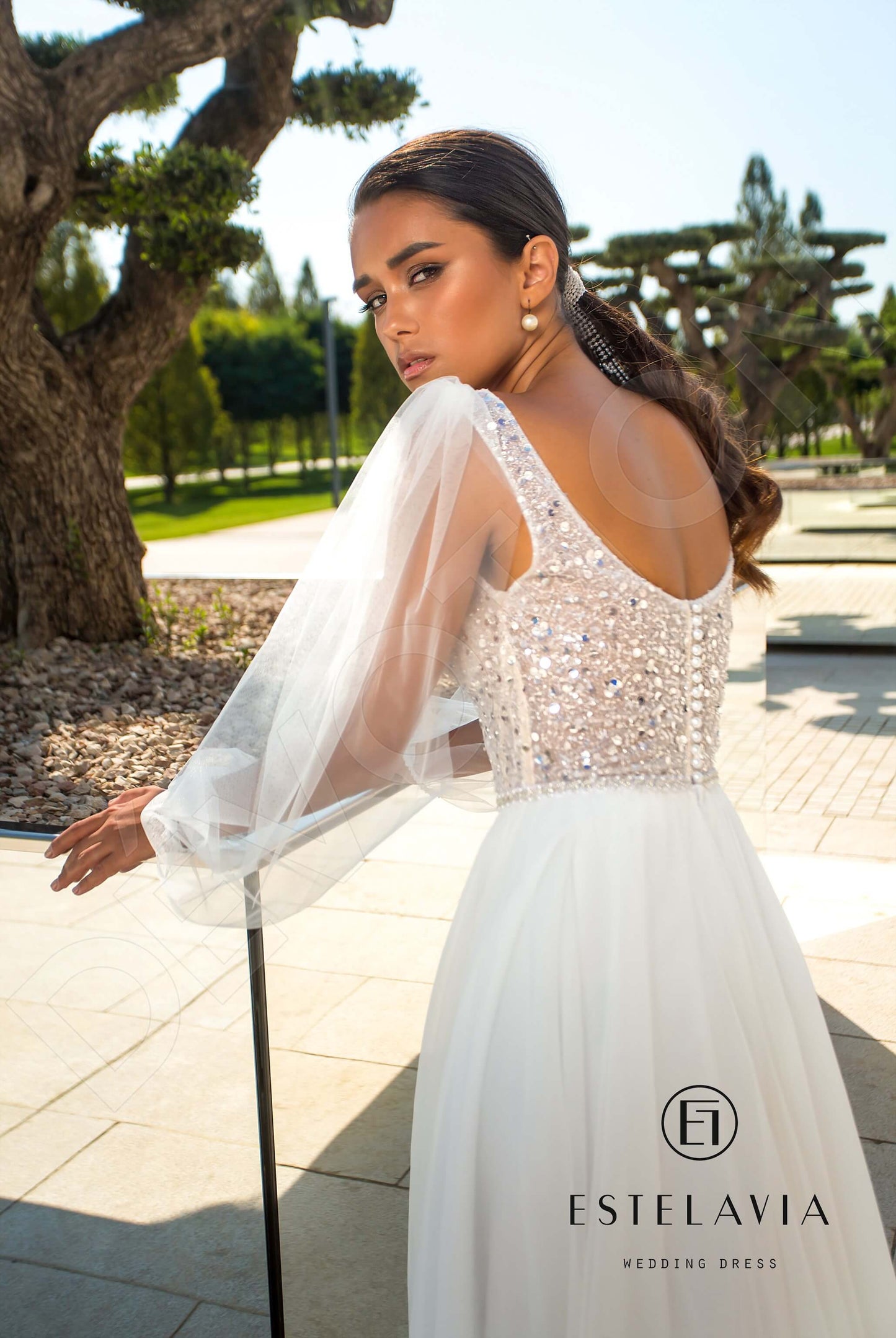 Nel Open back A-line Long sleeve Wedding Dress 3