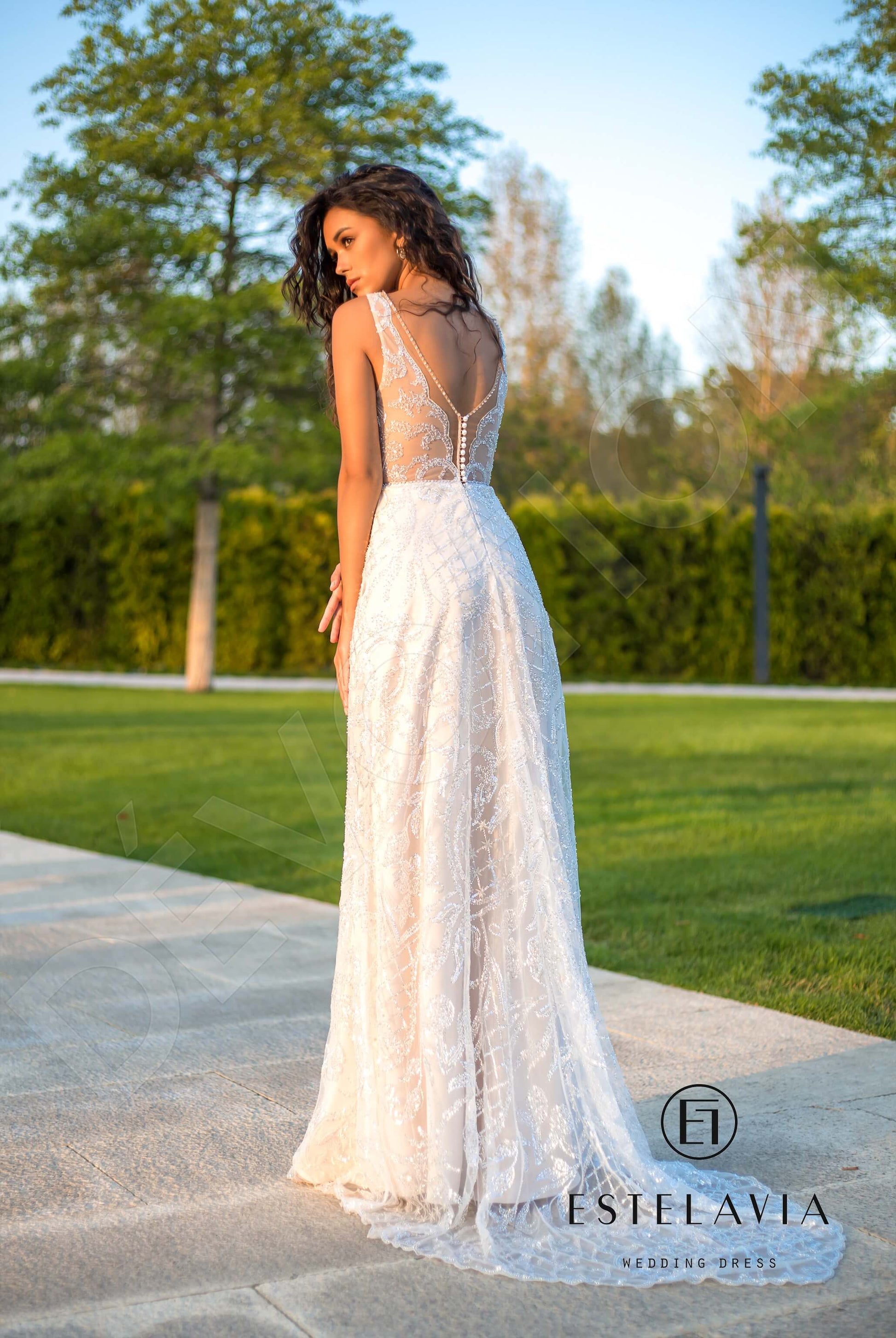 A-Line Wedding Dress with Beautiful Floral Lace - Open Back and Delicate  Lace Detailing