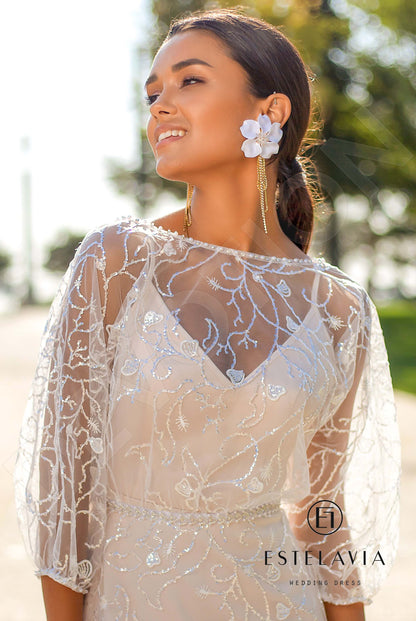Buffi Open back A-line 3/4 sleeve Wedding Dress 6