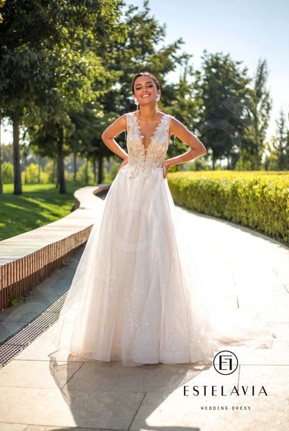 Monar Illusion back A-line Sleeveless Wedding Dress 6