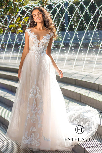 Gardenia Open back A-line Sleeveless Wedding Dress Front
