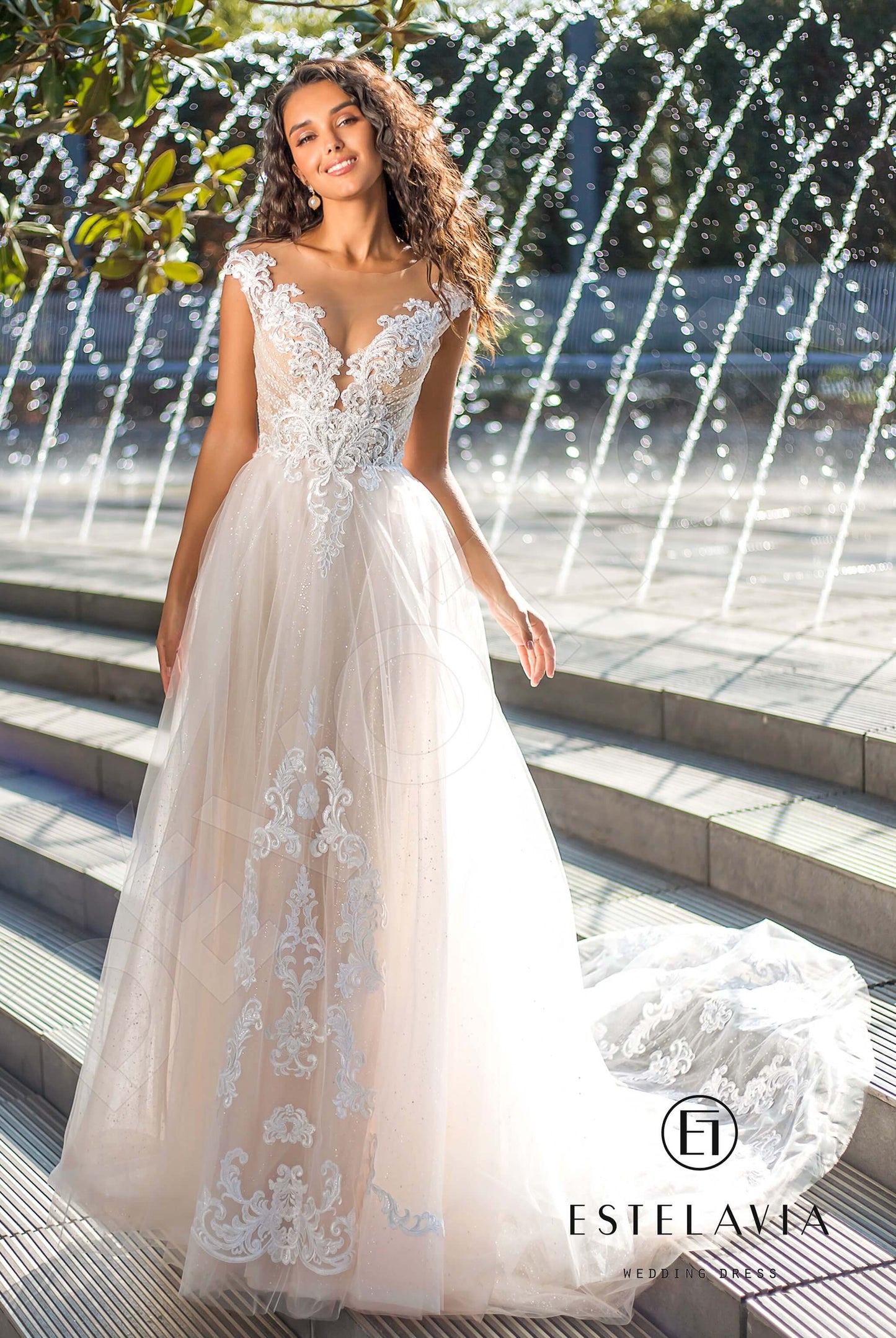 Gardenia Open back A-line Sleeveless Wedding Dress Front