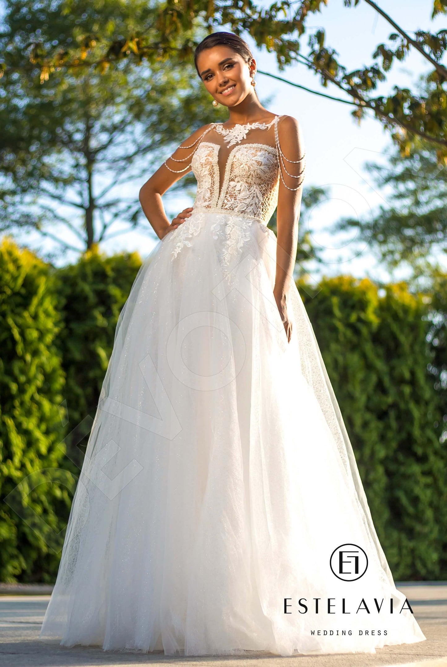 Danette Open back A-line Sleeveless Wedding Dress Front