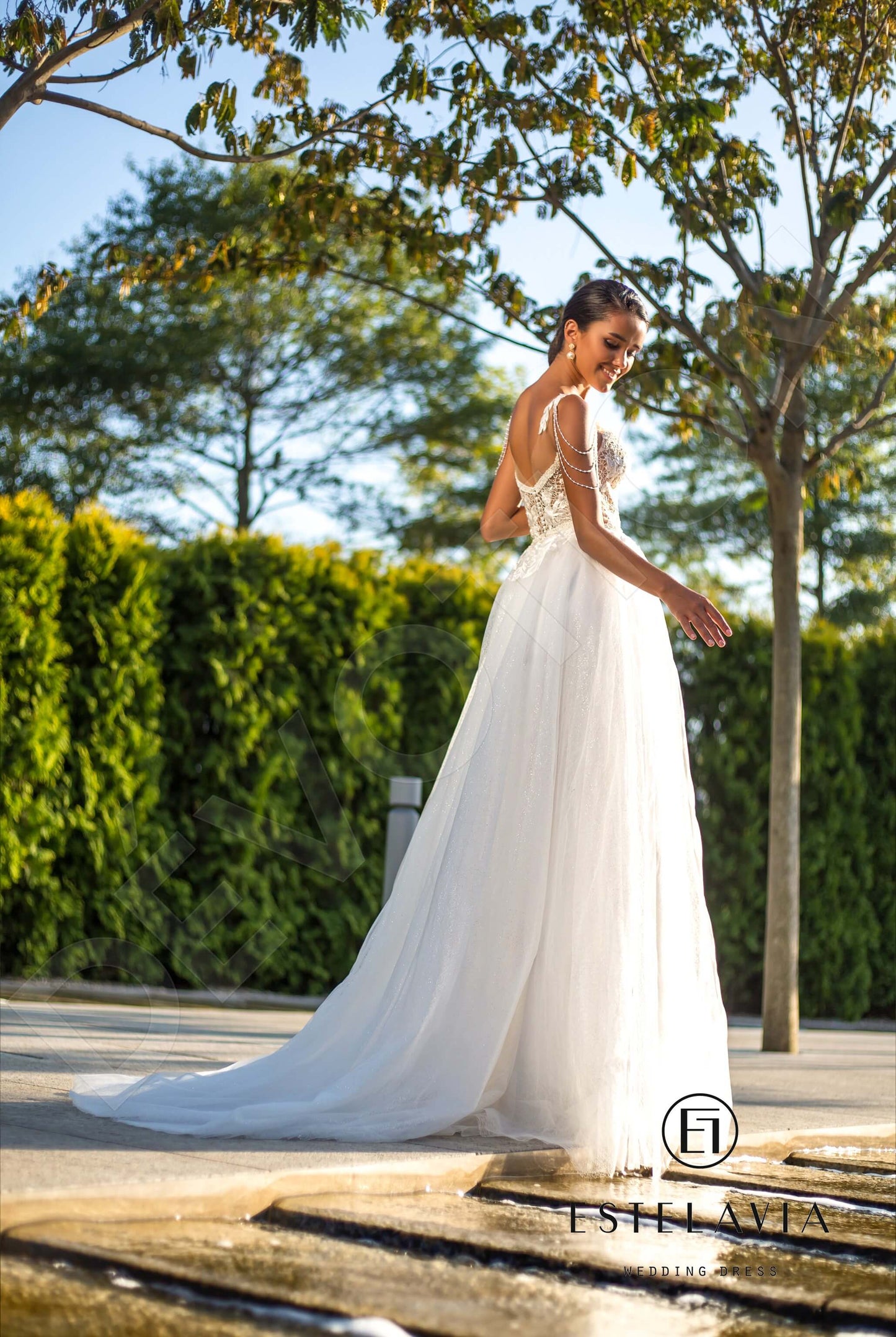 Danette Open back A-line Sleeveless Wedding Dress Back