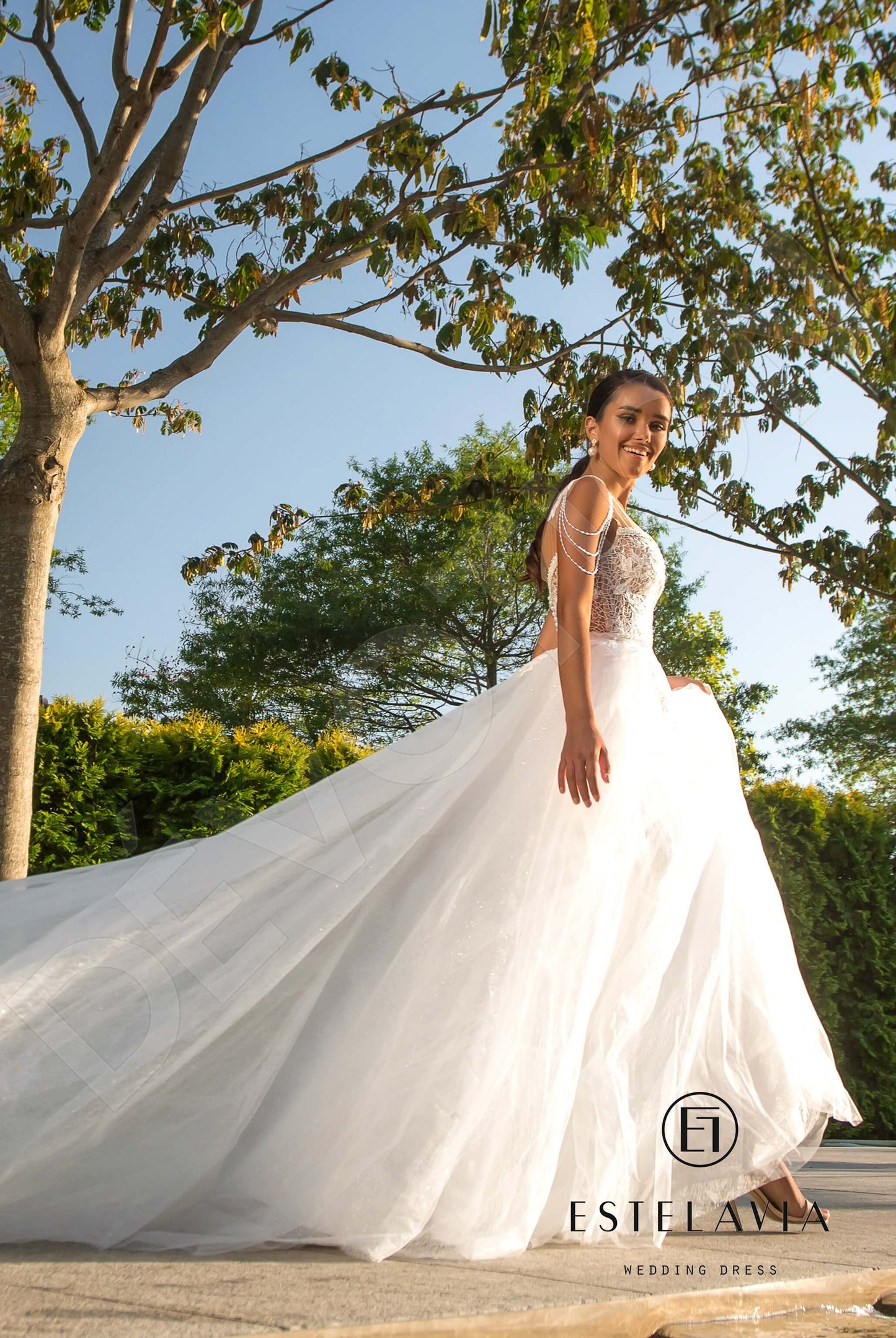 Danette Open back A-line Sleeveless Wedding Dress 7