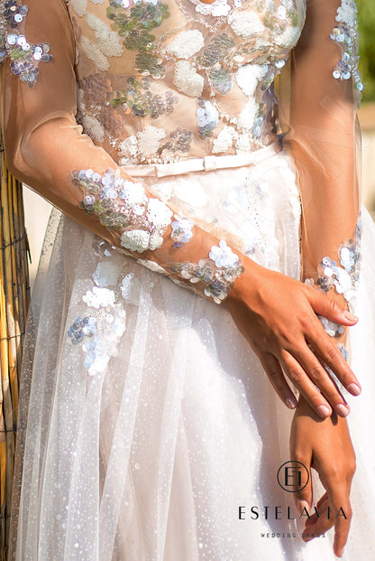 Letty Open back A-line Long sleeve Wedding Dress 6