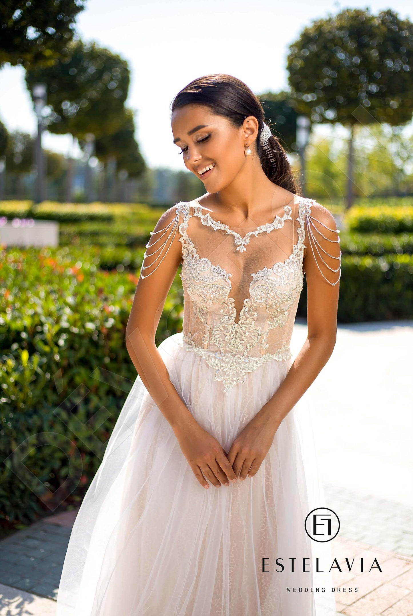 Shantel Full back A-line Sleeveless Wedding Dress Front