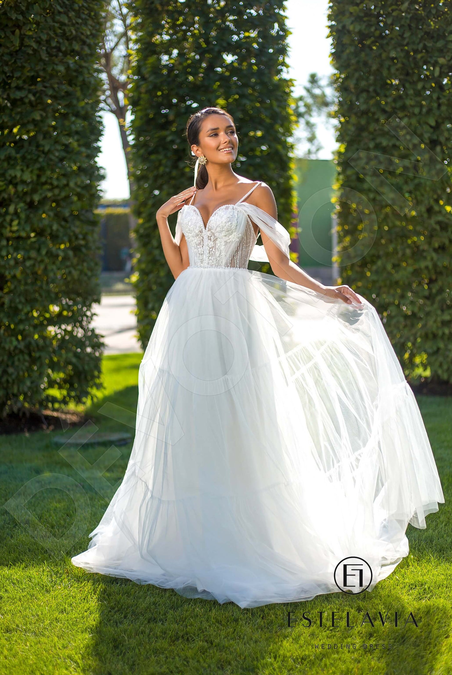 Rexein Open back A-line Straps Wedding Dress 6