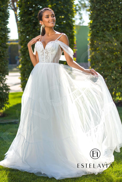 Rexein Open back A-line Straps Wedding Dress Front