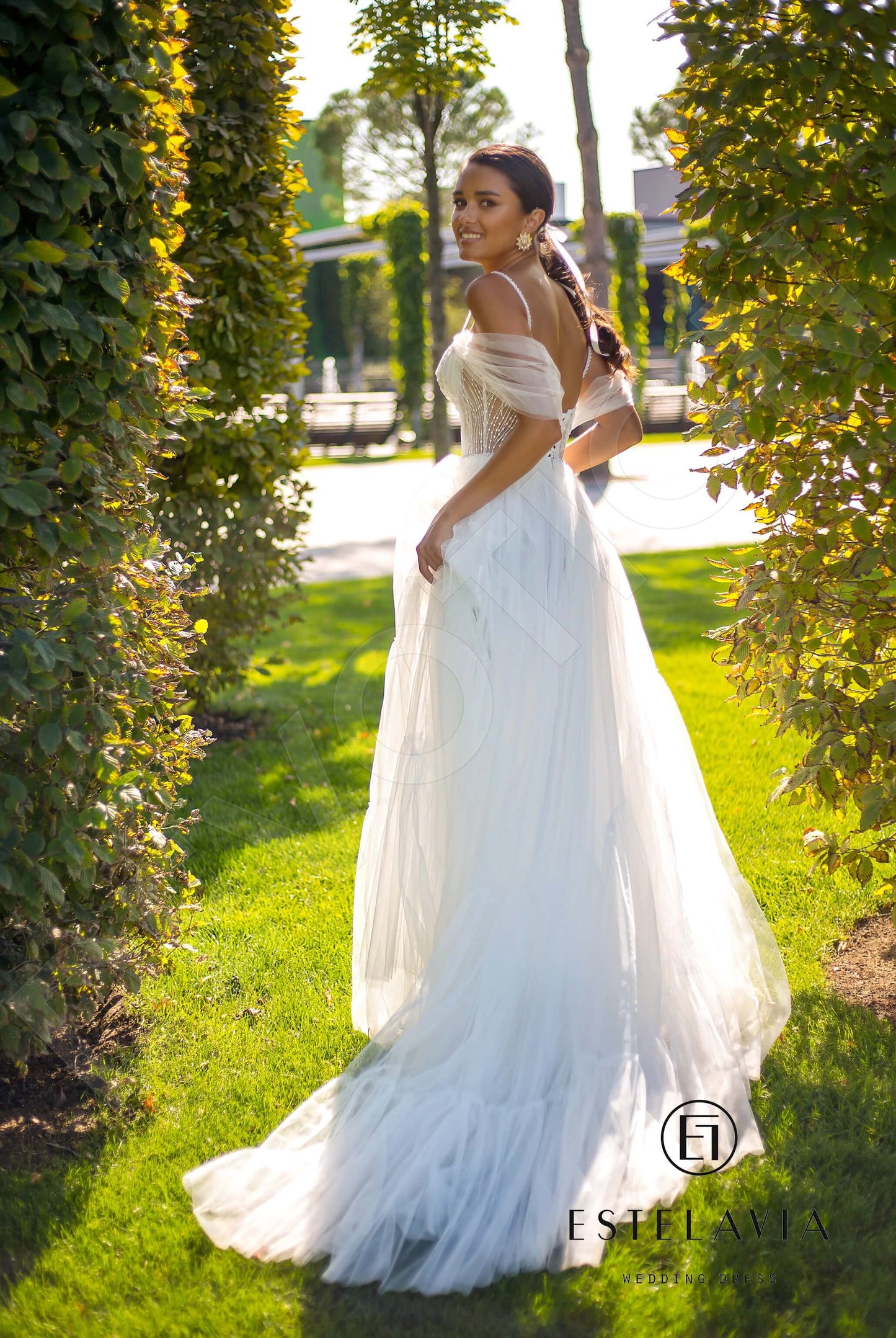 Rexein Open back A-line Straps Wedding Dress 5