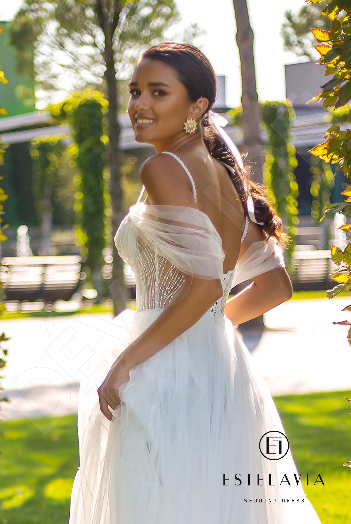 Rexein Open back A-line Straps Wedding Dress 7