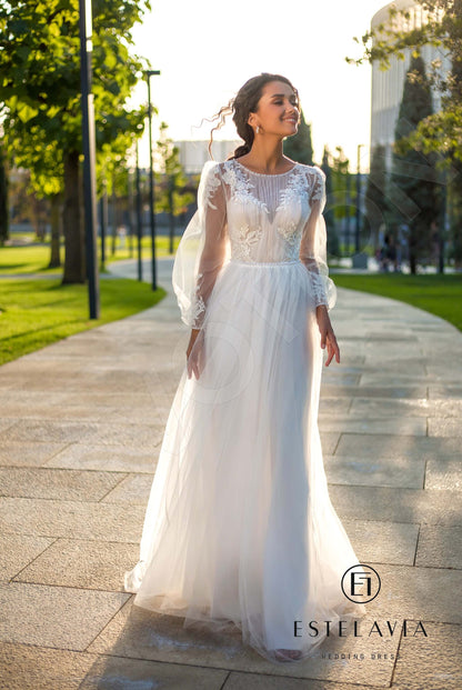 Nettie Full back A-line Long sleeve Wedding Dress 5