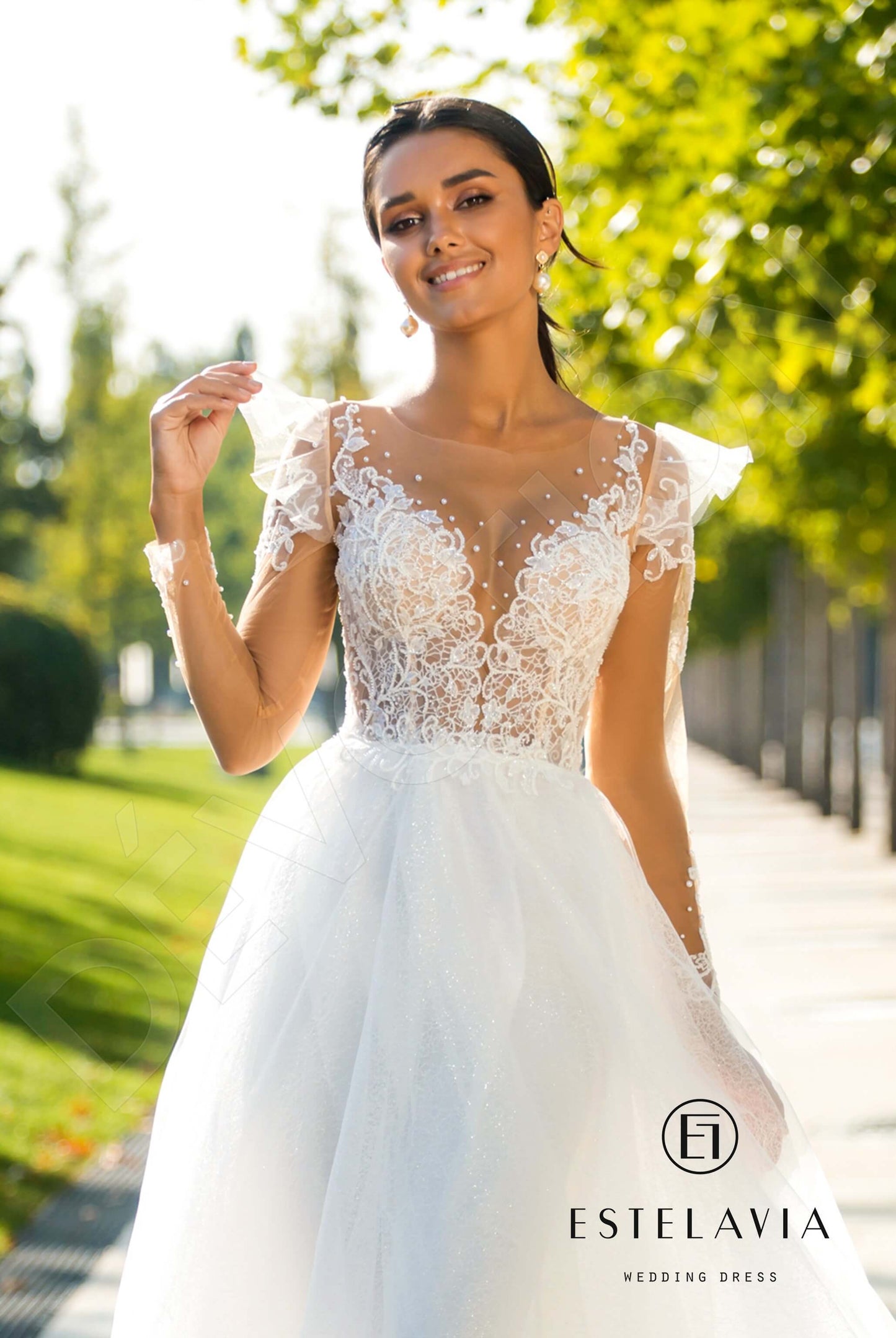 Mayr Illusion back A-line Long sleeve Wedding Dress 4