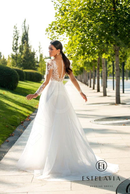 Mayr Illusion back A-line Long sleeve Wedding Dress Back