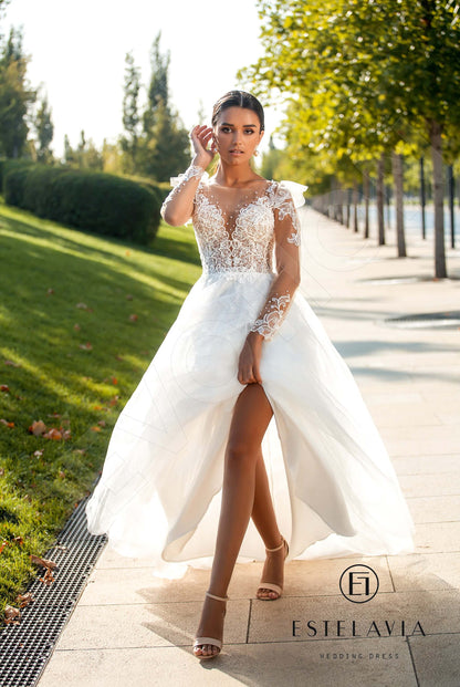 Mayr Illusion back A-line Long sleeve Wedding Dress 7