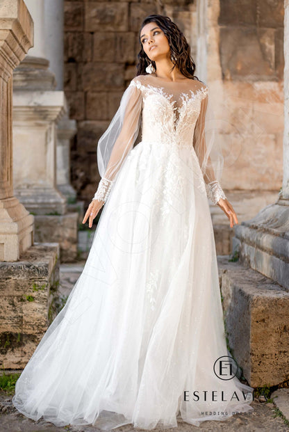 Tamin Full back A-line Long sleeve Wedding Dress 4