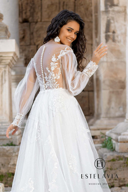 Tamin Full back A-line Long sleeve Wedding Dress 7