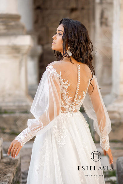 Tamin Full back A-line Long sleeve Wedding Dress 3