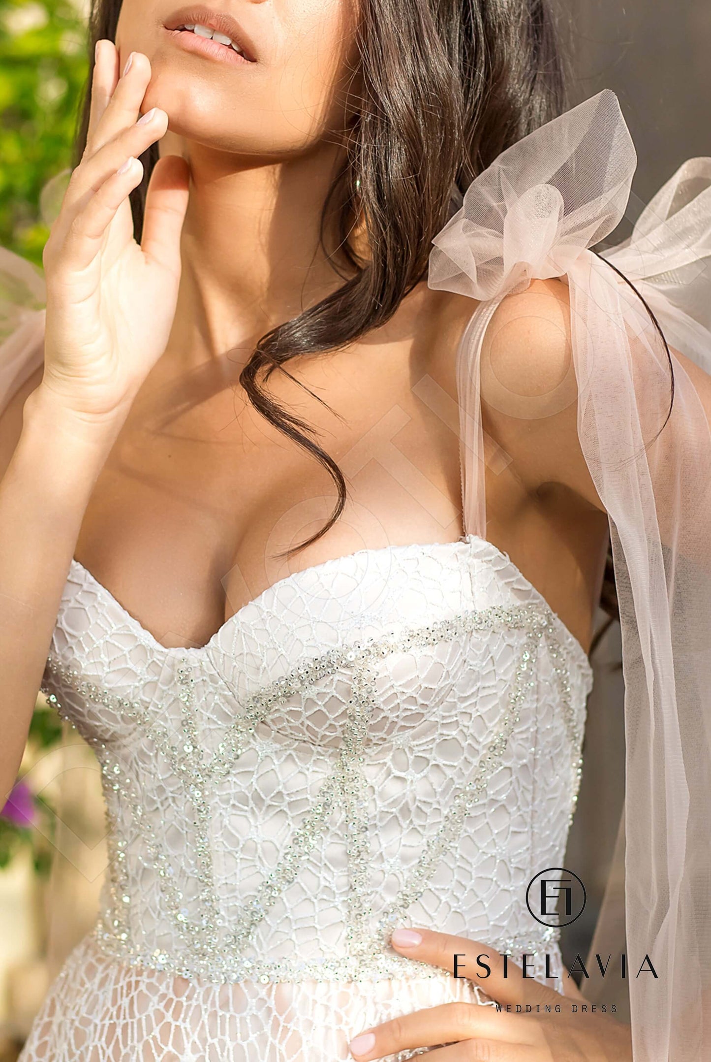 Paolina Open back A-line Straps Wedding Dress 7
