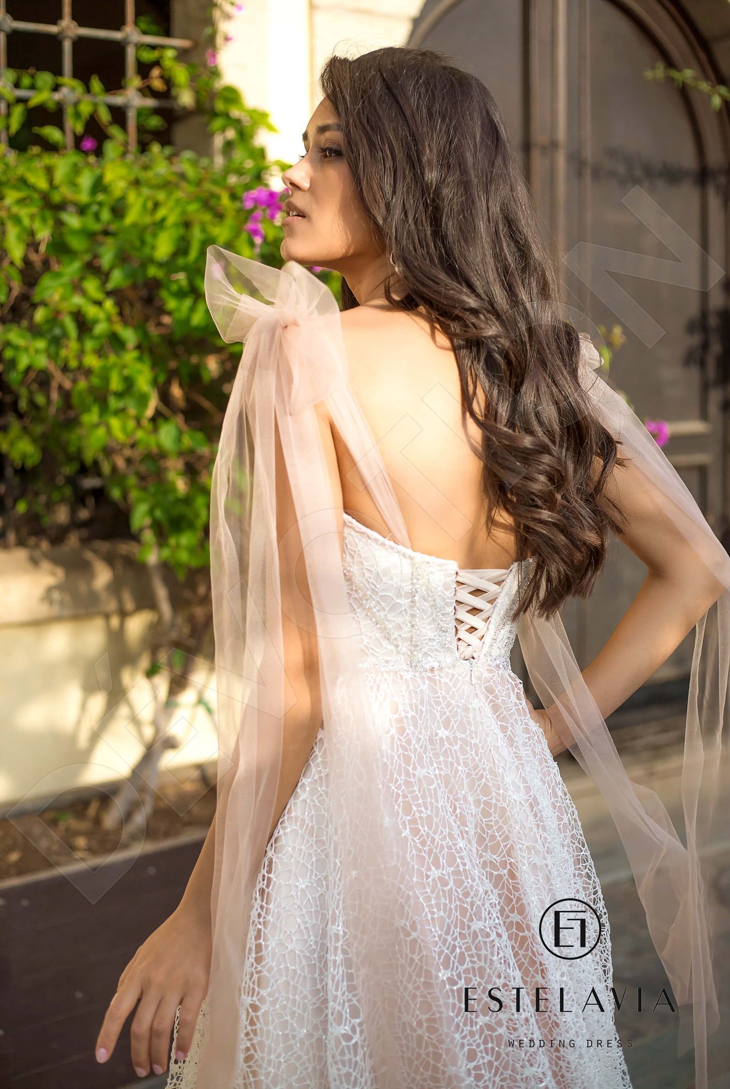 Paolina Open back A-line Straps Wedding Dress 3