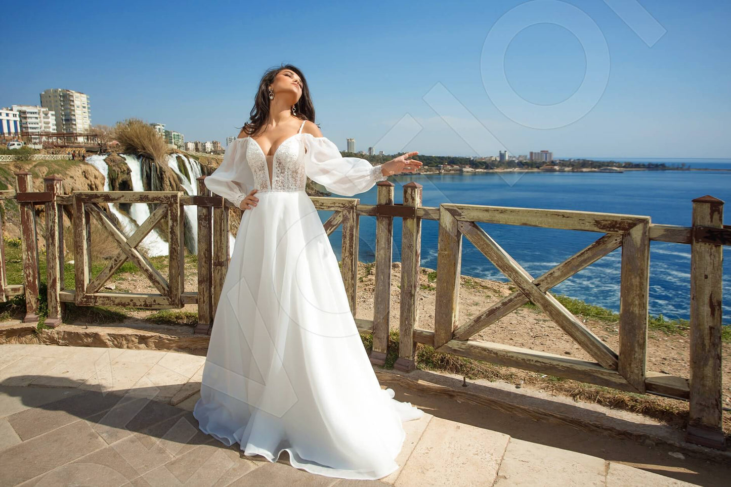 Estefania Open back A-line Long sleeve Wedding Dress 6
