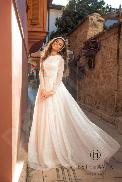 Cami Full back A-line Long sleeve Wedding Dress 5